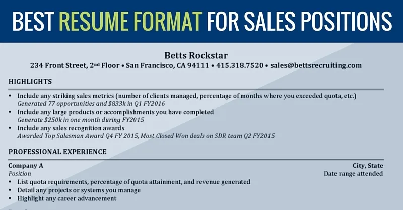 Best Resume Format for Landing Your Dream Sales Position.