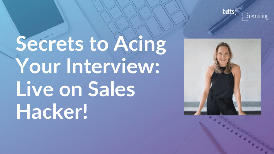 Interview Secrets on Sales Hacker blog header with Carolyn Betts Fleming photo